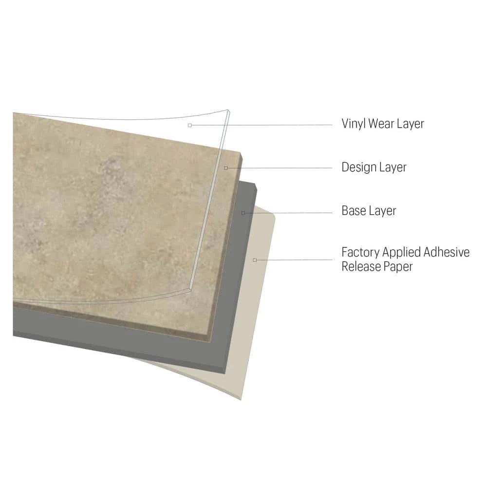 Beige Slate 12 in. Width x 12 in. Length x 0.080 in. Thick Peel and Stick Vinyl Tile (30 sq. ft. / case) by TrafficMaster 5 Beige Slate 12 in. Width x 12 in. Length x 0.080 in. Thick Peel and Stick Vinyl Tile (30 sq. ft. / case) by TrafficMaster - Image 3