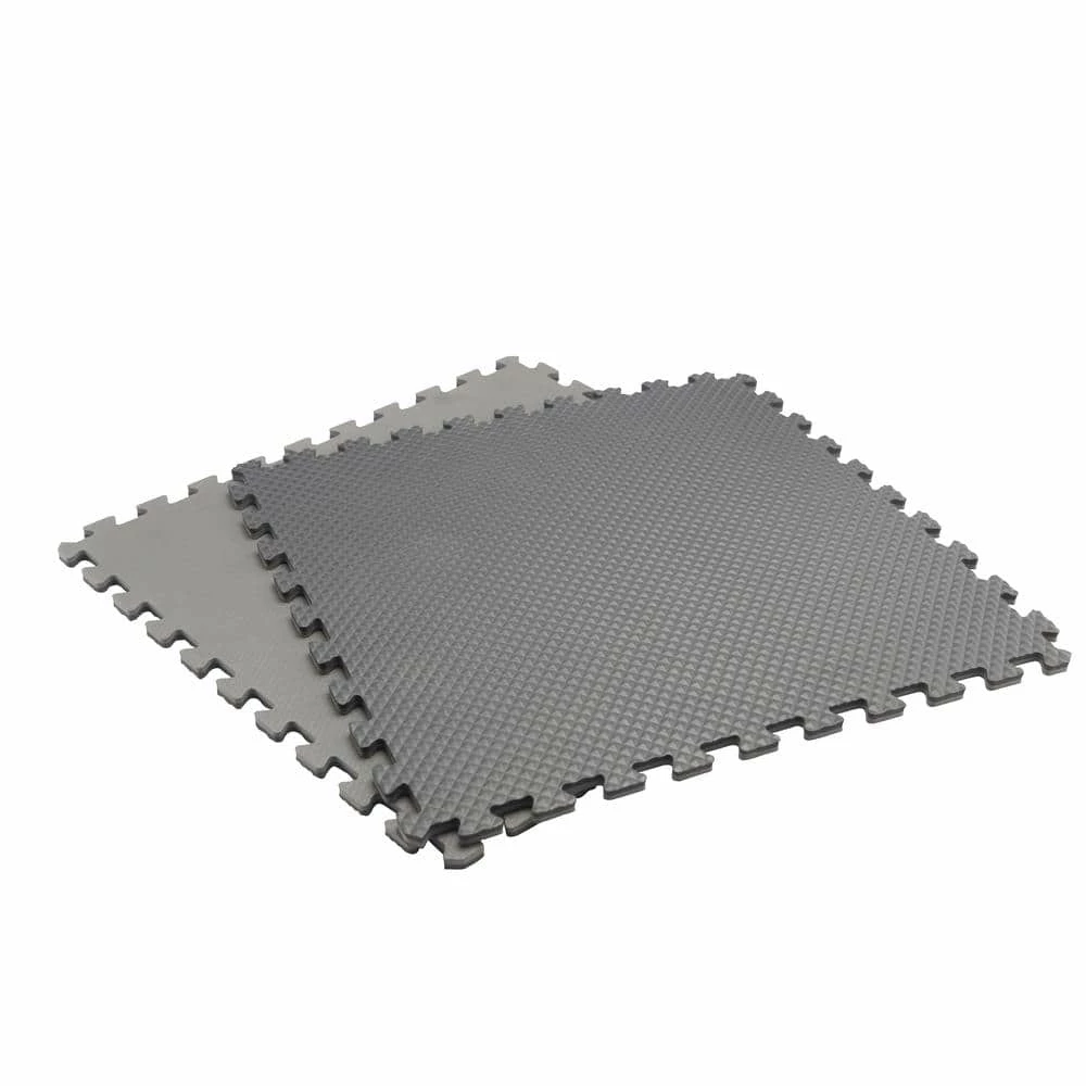 Black/Gray 24 in. x 24 in. x 0.47 in. Foam Dual Sided Gym Floor Tiles (4 Tiles/Pack (16 sq. ft.) by TrafficMaster 4 Black/Gray 24 in. x 24 in. x 0.47 in. Foam Dual Sided Gym Floor Tiles (4 Tiles/Pack (16 sq. ft.) by TrafficMaster - Image 3