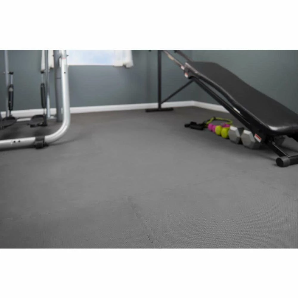 Black/Gray 24 in. x 24 in. x 0.47 in. Foam Dual Sided Gym Floor Tiles (4 Tiles/Pack (16 sq. ft.) by TrafficMaster 7 Black/Gray 24 in. x 24 in. x 0.47 in. Foam Dual Sided Gym Floor Tiles (4 Tiles/Pack (16 sq. ft.) by TrafficMaster - Image 6