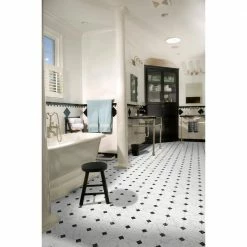 Black and White Marble Paver Residential Vinyl Sheet Flooring 12ft. Wide x Cut to Length by TrafficMaster -TrafficMaster Decor Store black and white marble trafficmaster vinyl sheet flooring c1100405k509g14 1d 1000