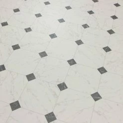 Black and White Marble Paver Residential Vinyl Sheet Flooring 12ft. Wide x Cut to Length by TrafficMaster -TrafficMaster Decor Store black and white marble trafficmaster vinyl sheet flooring c1100405k509g14 1f 1000