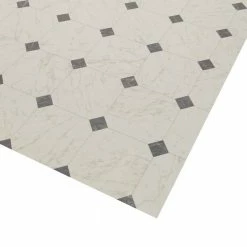 Black and White Marble Paver Residential Vinyl Sheet Flooring 12ft. Wide x Cut to Length by TrafficMaster -TrafficMaster Decor Store black and white marble trafficmaster vinyl sheet flooring c1100405k509g14 4f 1000