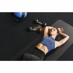 Black 25.2 in. x 25.2 in. x 0.68 in. Foam Shock Absorbing Gym Floor Tiles (4 Tiles/Pack) (17.64 sq. ft.) by TrafficMaster -TrafficMaster Decor Store black fleck trafficmaster gym floor tiles 24182coplhd 1f 1000