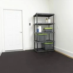 Black Raised Coin 18 in. x 18 in. x 3.1 mm Rubber Interlocking Modular Flooring Tiles, 6-Pack (13.5 sq. ft.) by TrafficMaster -TrafficMaster Decor Store black trafficmaster gym floor tiles 11n 532 18x18hd 4f 1000