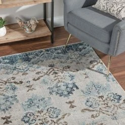 Provincial 11 Blue 3 ft. 3 in. x 5 ft. 3 in. French Damask Area Rug by Addison Rugs -TrafficMaster Decor Store blue addison rugs area rugs hdpc11bl3x5 1d 1000