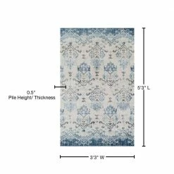 Provincial 11 Blue 3 ft. 3 in. x 5 ft. 3 in. French Damask Area Rug by Addison Rugs -TrafficMaster Decor Store blue addison rugs area rugs hdpc11bl3x5 76 1000