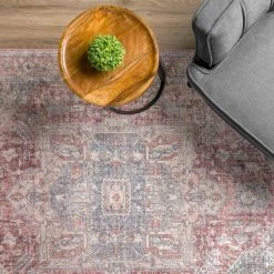 Baldwin 2 Blush 3 ft. 3 in. x 5 ft. 3 in. Medallion Velvet Non-Skid Indoor Area Rug by Addison Rugs -TrafficMaster Decor Store blush addison rugs area rugs hdba2bl3x5 c3 1000