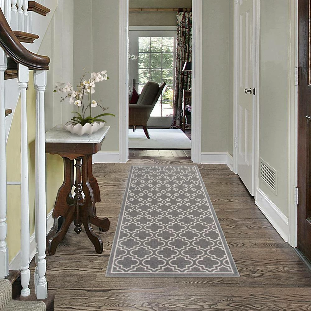 Trellis Grey 2 ft. x 4 ft. Trellis Polyester Accent Rug by TrafficMaster 4 Trellis Grey 2 ft. x 4 ft. Trellis Polyester Accent Rug by TrafficMaster - Image 2