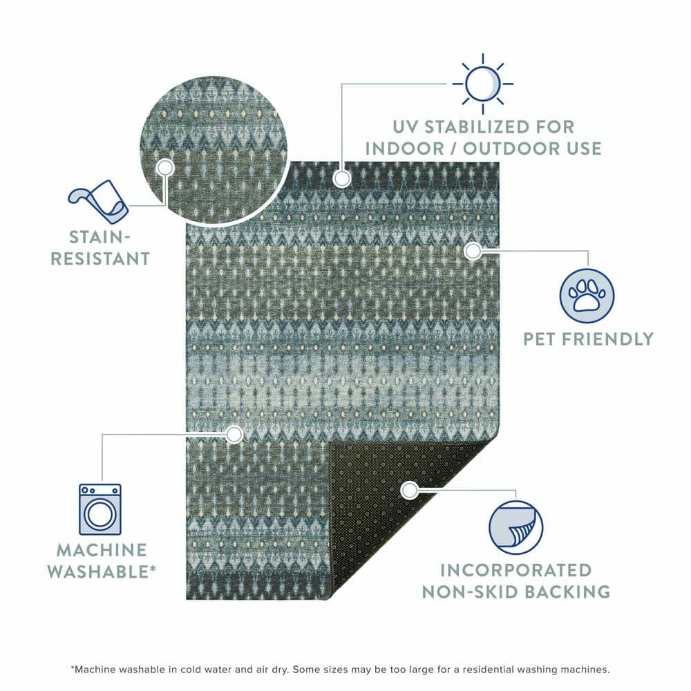 Evolve Mineral Blue 8 ft. x 10 ft. Ikat Area Rug by Addison Rugs 8 Evolve Mineral Blue 8 ft. x 10 ft. Ikat Area Rug by Addison Rugs - Image 6