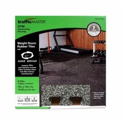 18 in. x 18 in. Rubber Gym/Exercise Flooring Tiles with Nike Grind (14.32 sq. ft.) (6-Pack) Colors will Vary by TrafficMaster -TrafficMaster Decor Store multi colored specs light gray base trafficmaster gym floor tiles 58807 31 1000