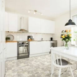 Neutral Square Slate Stone Residential Vinyl Sheet Flooring 12ft. Wide x Cut to Length by TrafficMaster -TrafficMaster Decor Store neutral slate trafficmaster vinyl sheet flooring u6920 258c990p144 1d 1000