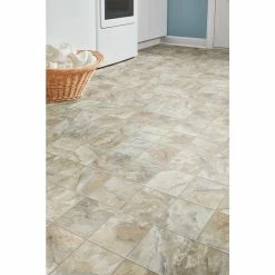 Neutral Square Slate Stone Residential Vinyl Sheet Flooring 12ft. Wide x Cut to Length by TrafficMaster -TrafficMaster Decor Store neutral slate trafficmaster vinyl sheet flooring u6920 258c990p144 40 1000