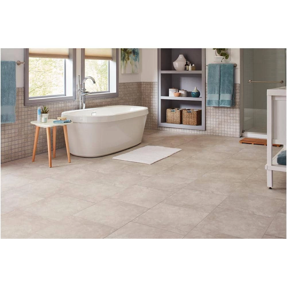 Portland Stone Gray 18 in. x 18 in. Glazed Ceramic Floor and Wall Tile (17.44 sq. ft. / case) by TrafficMaster 4 Portland Stone Gray 18 in. x 18 in. Glazed Ceramic Floor and Wall Tile (17.44 sq. ft. / case) by TrafficMaster - Image 2