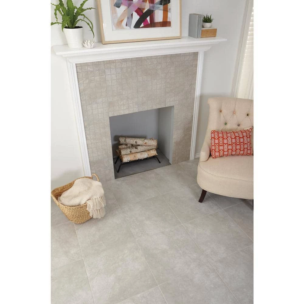 Portland Stone Gray 18 in. x 18 in. Glazed Ceramic Floor and Wall Tile (348.8 sq. ft. / pallet) by TrafficMaster 5 Portland Stone Gray 18 in. x 18 in. Glazed Ceramic Floor and Wall Tile (348.8 sq. ft. / pallet) by TrafficMaster - Image 3