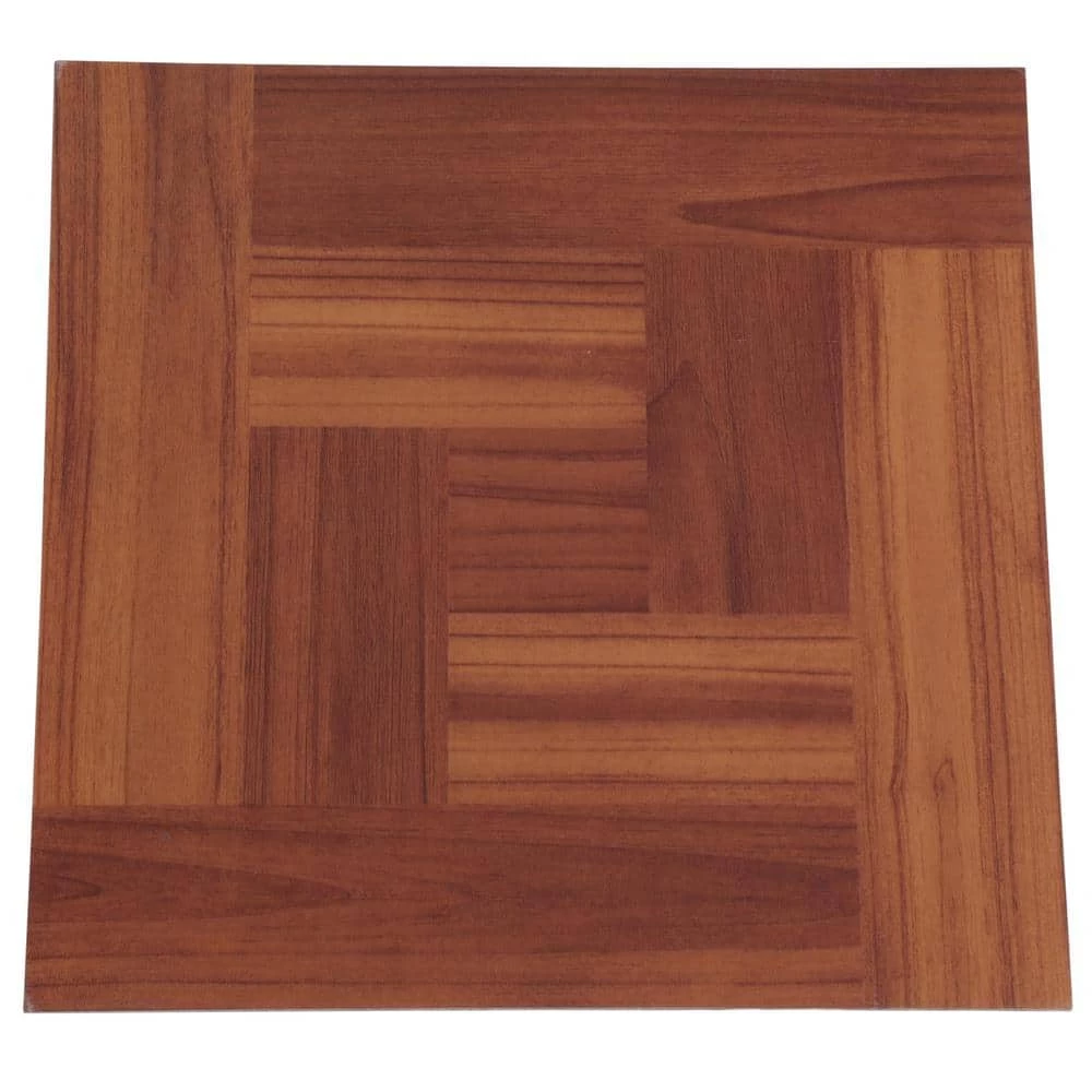 Red Oak Parquet 12 in. x 12 in. Peel and Stick Vinyl Tile Flooring (30 sq. ft. / case) by TrafficMaster 7 Red Oak Parquet 12 in. x 12 in. Peel and Stick Vinyl Tile Flooring (30 sq. ft. / case) by TrafficMaster - Image 5