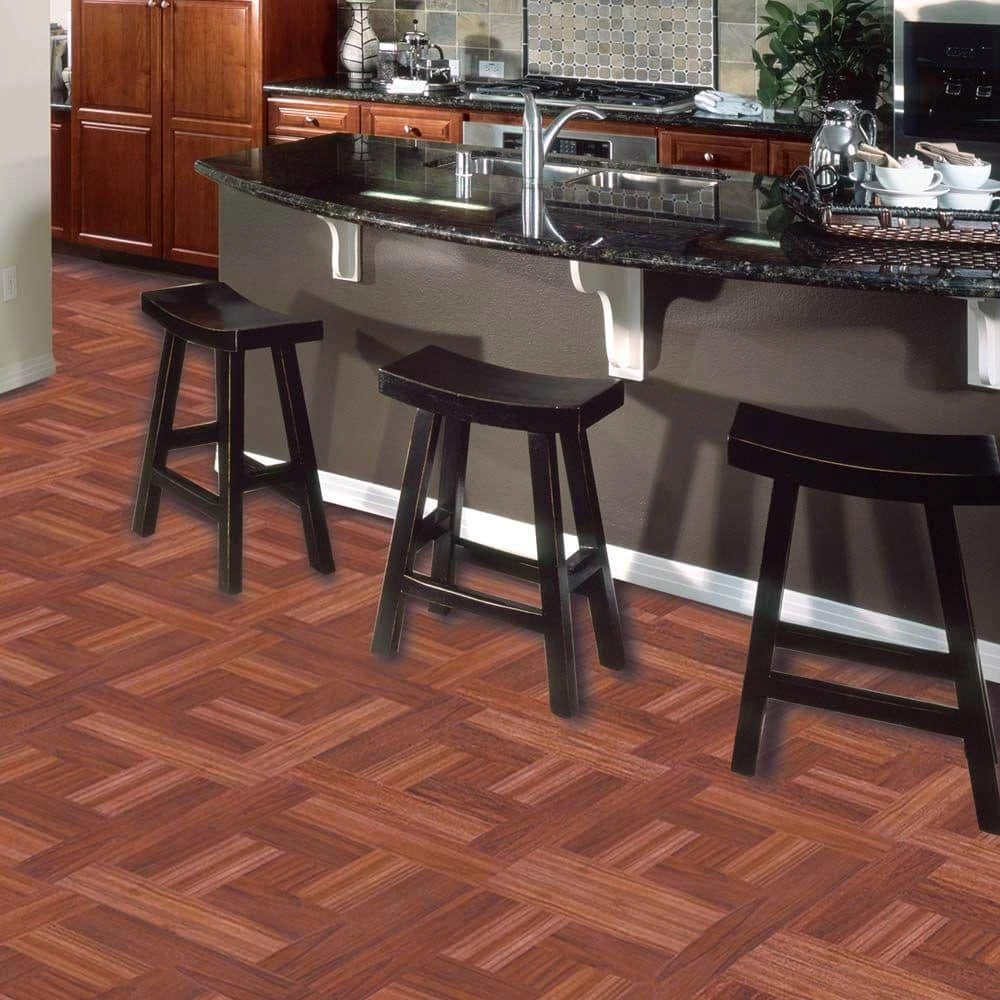 Red Oak Parquet 12 in. x 12 in. Peel and Stick Vinyl Tile Flooring (30 sq. ft. / case) by TrafficMaster 4 Red Oak Parquet 12 in. x 12 in. Peel and Stick Vinyl Tile Flooring (30 sq. ft. / case) by TrafficMaster - Image 2