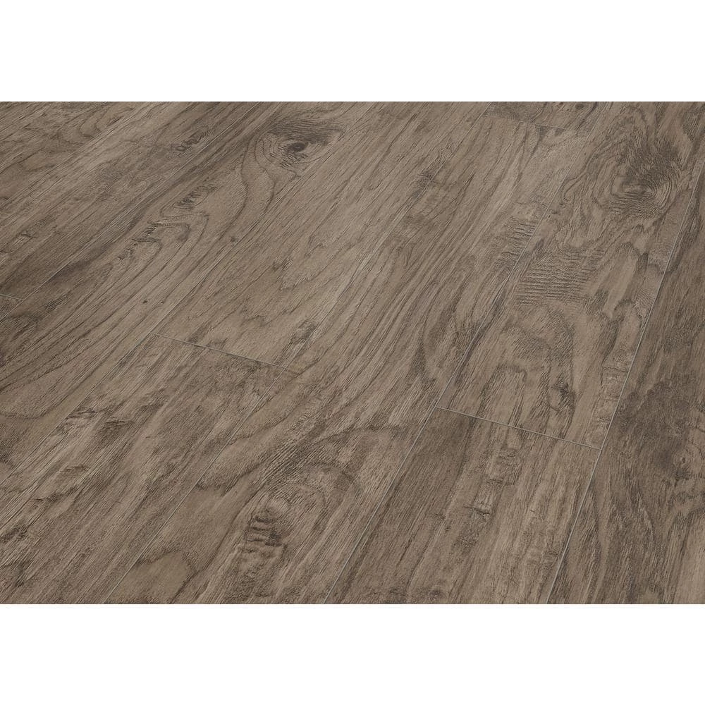 Saratoga 7.6 in. W Pewter Hickory Laminate Wood Flooring (24.17 sq. ft./case) by TrafficMaster 5 Saratoga 7.6 in. W Pewter Hickory Laminate Wood Flooring (24.17 sq. ft./case) by TrafficMaster - Image 3