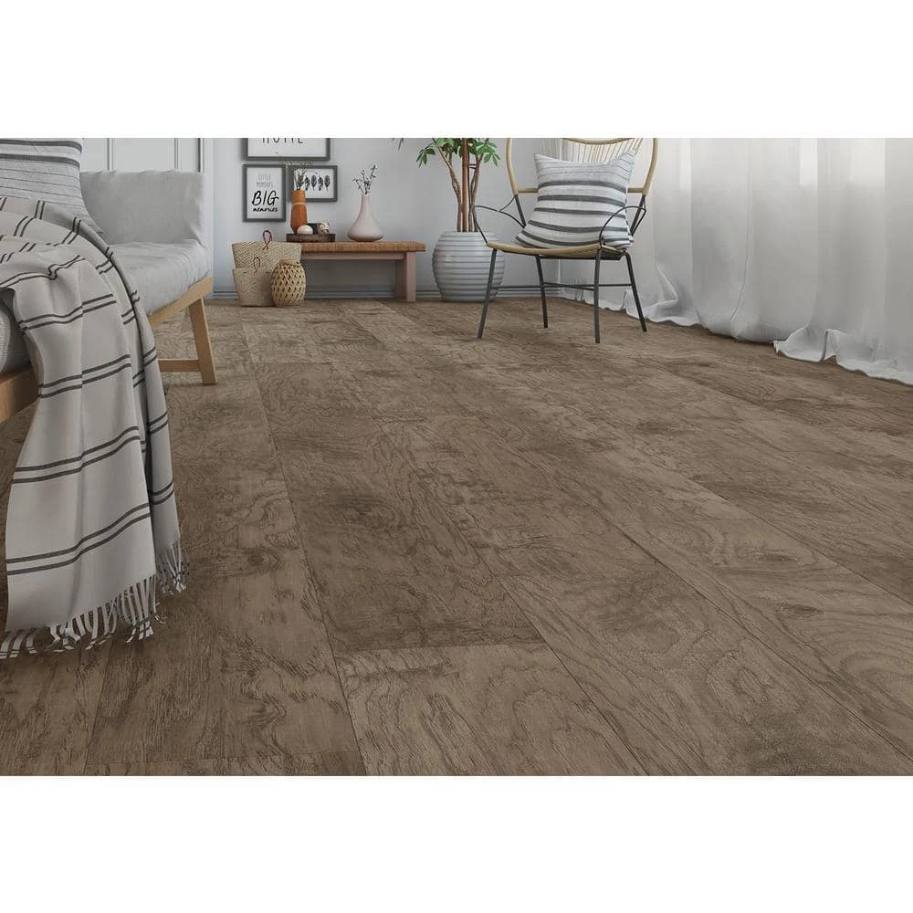Saratoga 7.6 in. W Pewter Hickory Laminate Wood Flooring (24.17 sq. ft./case) by TrafficMaster 4 Saratoga 7.6 in. W Pewter Hickory Laminate Wood Flooring (24.17 sq. ft./case) by TrafficMaster - Image 2