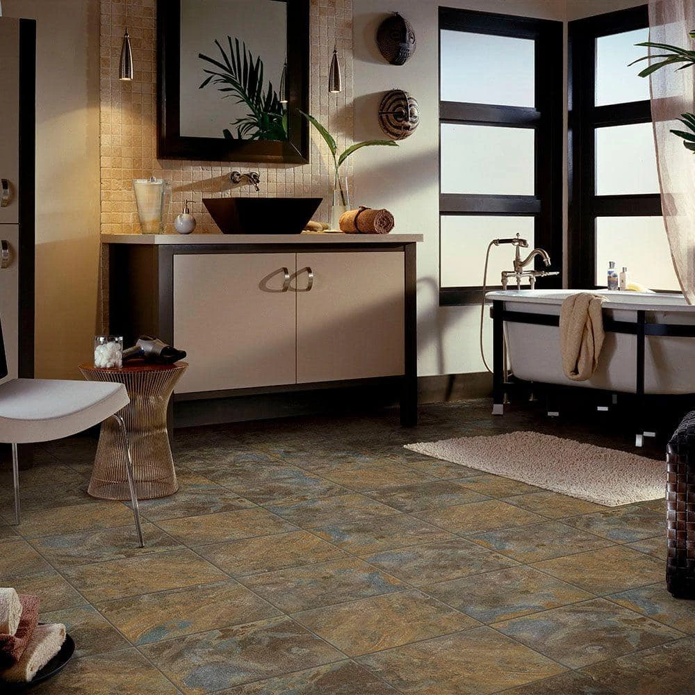 Groutable 18 in. x 18 in. Slate Peel and Stick Vinyl Tile (36 sq. ft. / case) by TrafficMaster 4 Groutable 18 in. x 18 in. Slate Peel and Stick Vinyl Tile (36 sq. ft. / case) by TrafficMaster - Image 2