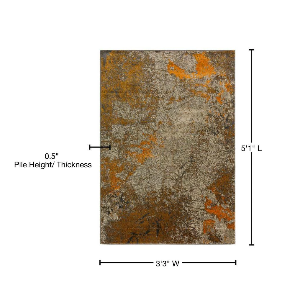 Bach 60 Abstract Tangerine 3 ft. 3 in. x 5 ft. 1 in. Area Rug by Addison Rugs 8 Bach 60 Abstract Tangerine 3 ft. 3 in. x 5 ft. 1 in. Area Rug by Addison Rugs - Image 6