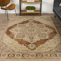 Freya 1 Walnut 7 ft. 6 in. x 9 ft. 8 in. Vintage Medallion Indoor Area Rug by Addison Rugs -TrafficMaster Decor Store walnut addison rugs area rugs hdfr1wa8x10 31 1000